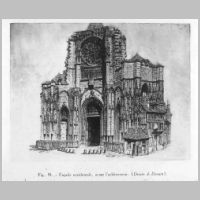 Rouen, Saint-Ouen, Façade occidentale de l'abbatiale Saint-Ouen avant achèvement. Dessin de Drouin. (Léo Drouyn, Wikipedia).jpg
